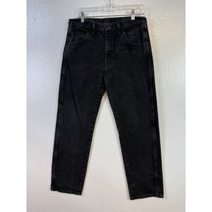 Rustler Mens Straight Leg Jeans 32x30 Black Classic Workwear Western Grunge